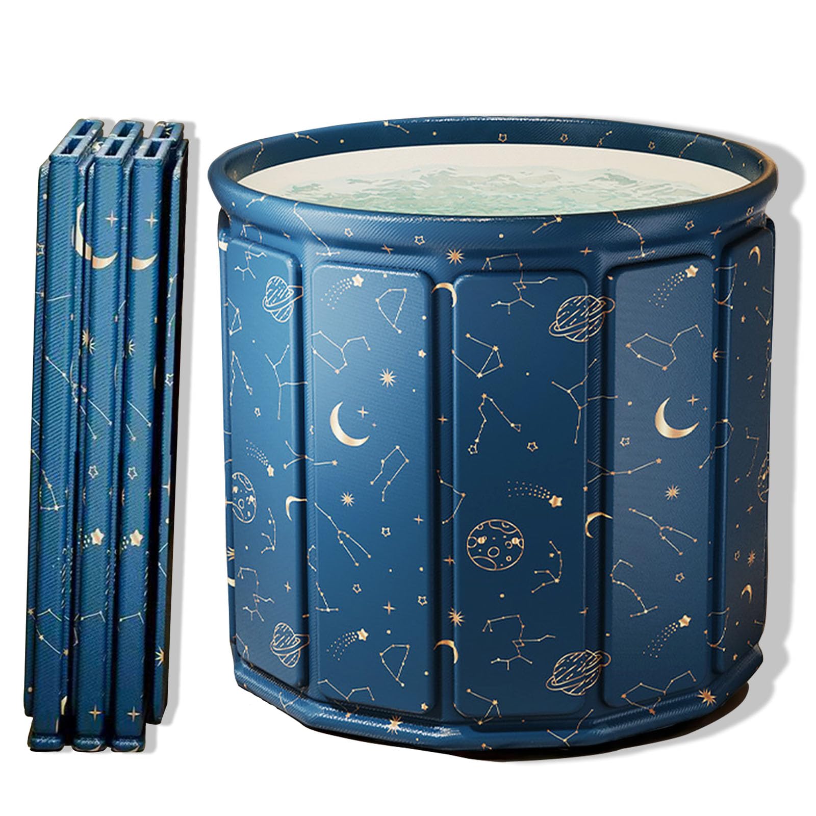 HANNEA® Folding Bath Tub Bathroom Multifaceted 10-Panel Sitting Bath Tub PVC Ice Bath Tub for Cold Therapy Sitting Bath Bucket with Drainage Pipe Adult Easy Bath Tub, 27 inches Dia, 25 inches Height HANNEA® Folding Bath Tub Bathroom Multifaceted 10-Panel Sitting Bath Tub PVC Ice Bath Tub for Cold Therapy Sitting Bath Bucket with Drainage Pipe Adult Easy Bath Tub, 27 inches Dia, 25 inches Height